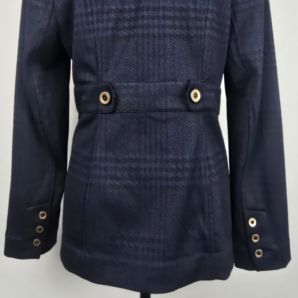 Cabi Regency Women's Blazer Navy Blue Black Plaid Single Button Career Jacket L - Picture 16 of 16